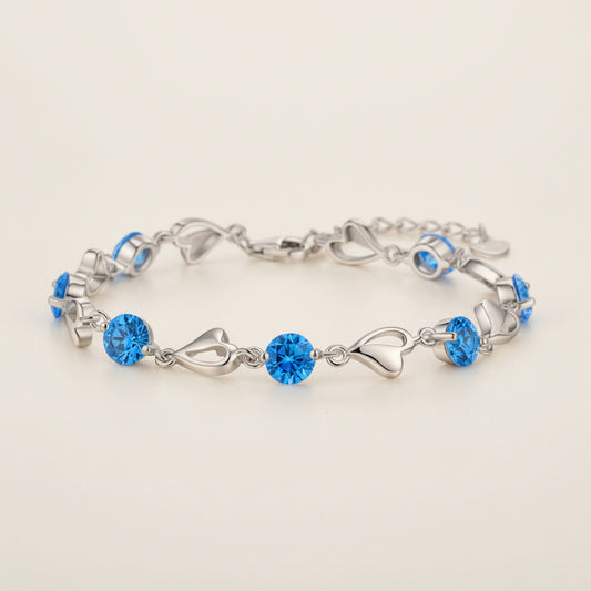 The Azure Serenity - S925 Sterling Silver "Heart of the Ocean" Bracelet for Emotional Flow & Calm Communication