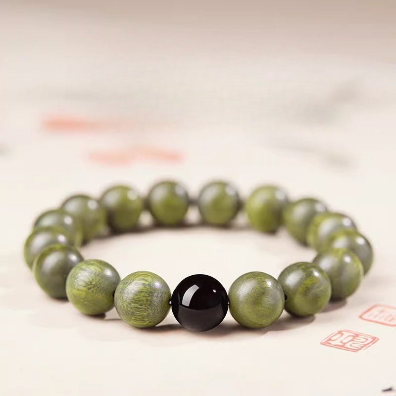 The Zen Anchor - Natural Green Sandalwood Grounding Bracelet for Anxiety Relief