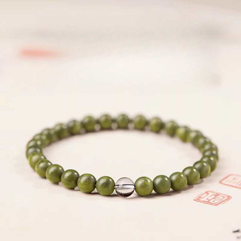 The Zen Anchor - Natural Green Sandalwood Grounding Bracelet for Anxiety Relief