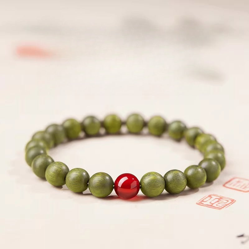 The Zen Anchor - Natural Green Sandalwood Grounding Bracelet for Anxiety Relief