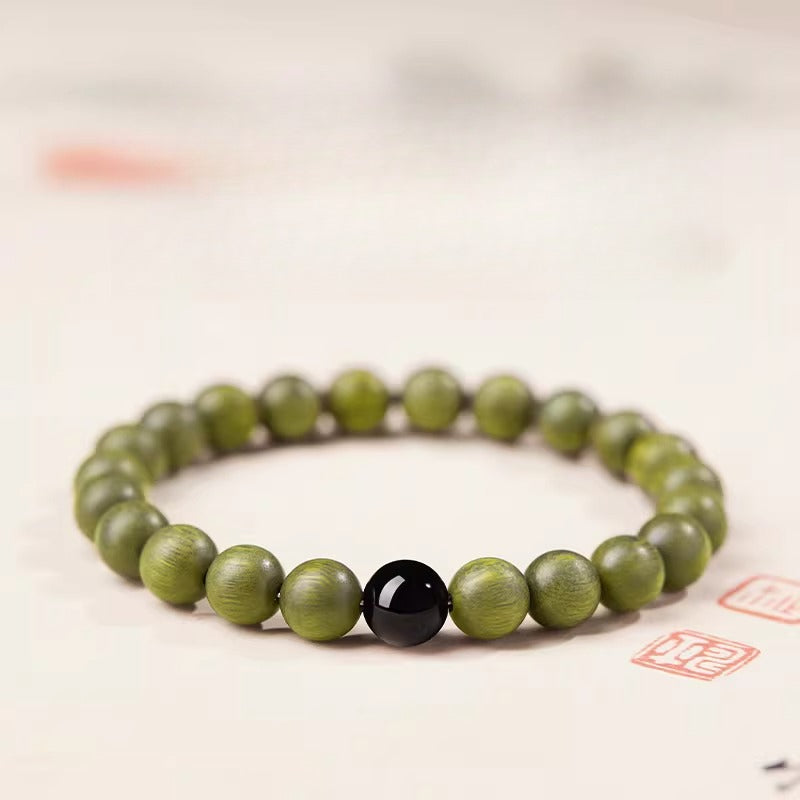 The Zen Anchor - Natural Green Sandalwood Grounding Bracelet for Anxiety Relief