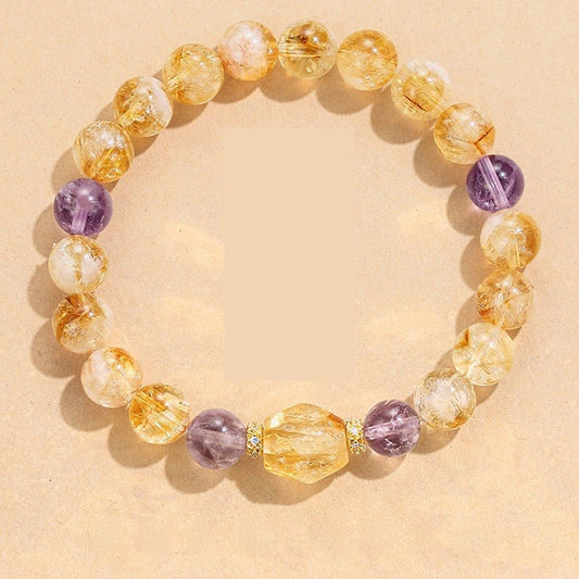 The Prosperity Beam - Natural Citrine & Amethyst Bracelet for Abundance & Mental Clarity