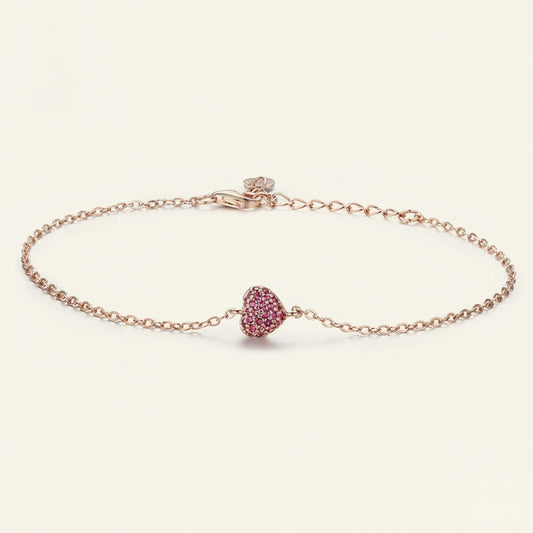 The Heart Bloom - Dainty Pave Pink Zircon Bracelet for Love & Emotional Vitality