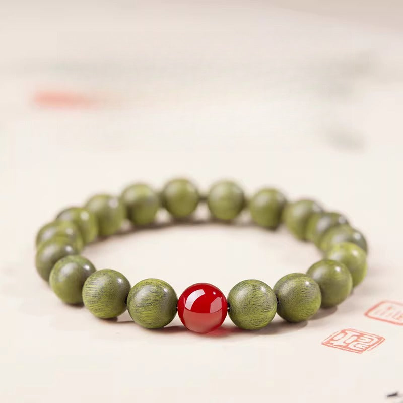 The Zen Anchor - Natural Green Sandalwood Grounding Bracelet for Anxiety Relief