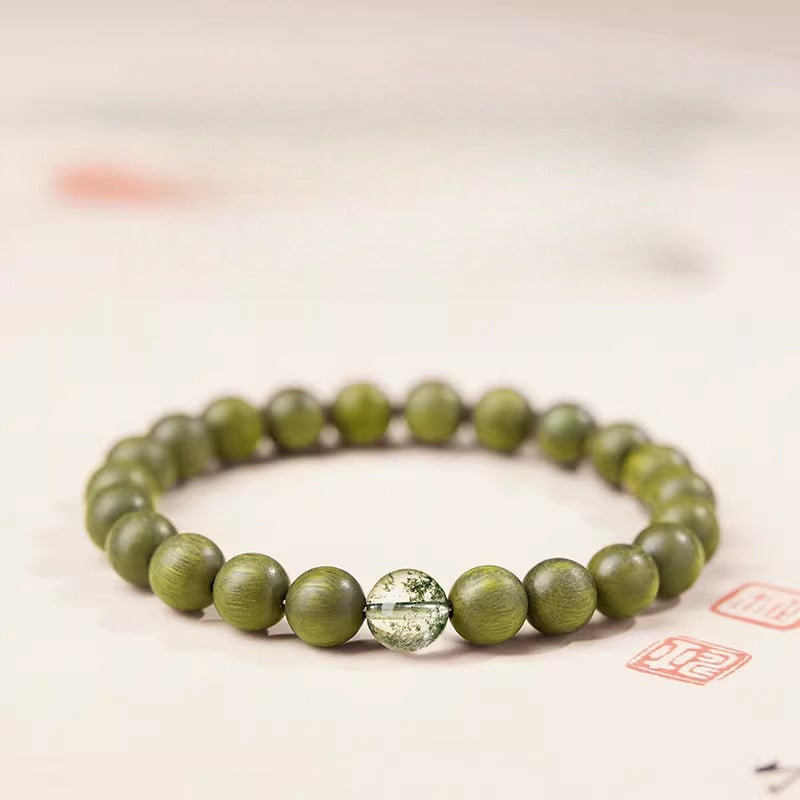The Zen Anchor - Natural Green Sandalwood Grounding Bracelet for Anxiety Relief