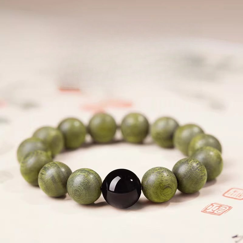 The Zen Anchor - Natural Green Sandalwood Grounding Bracelet for Anxiety Relief