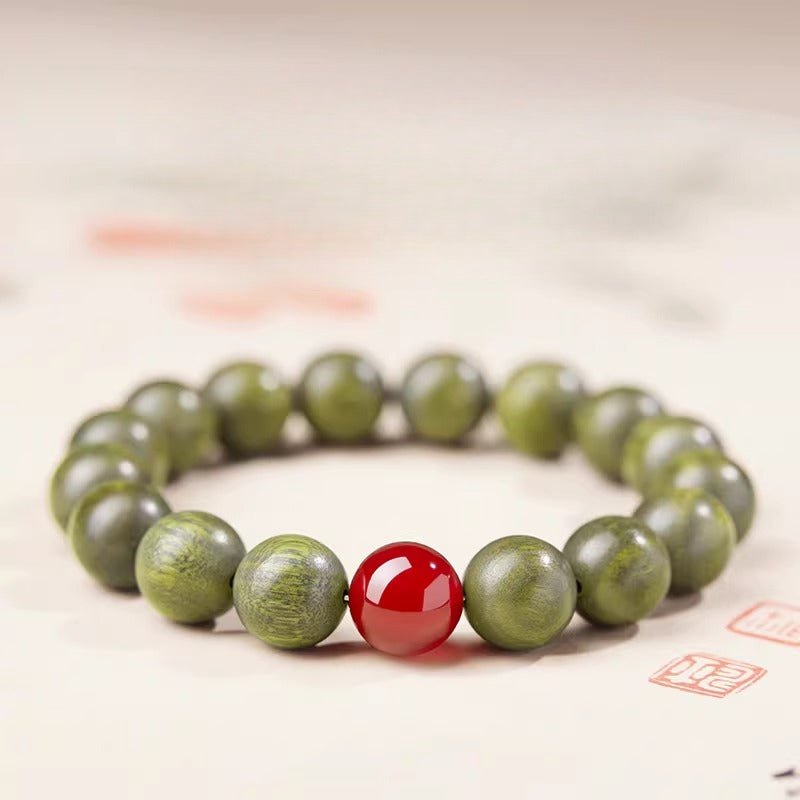 The Zen Anchor - Natural Green Sandalwood Grounding Bracelet for Anxiety Relief