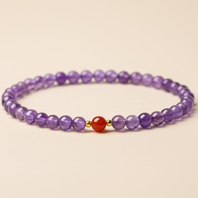 The Amethyst Anchor - Minimalist Natural Amethyst & Red Agate Anxiety Relief Bracelet