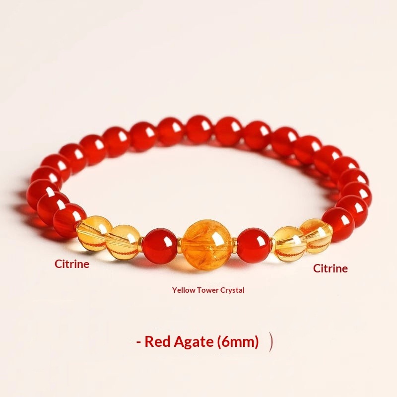 The Solar Ember - Natural Ice-Translucent Red Agate & Citrine Bracelet for Wealth & Vitality