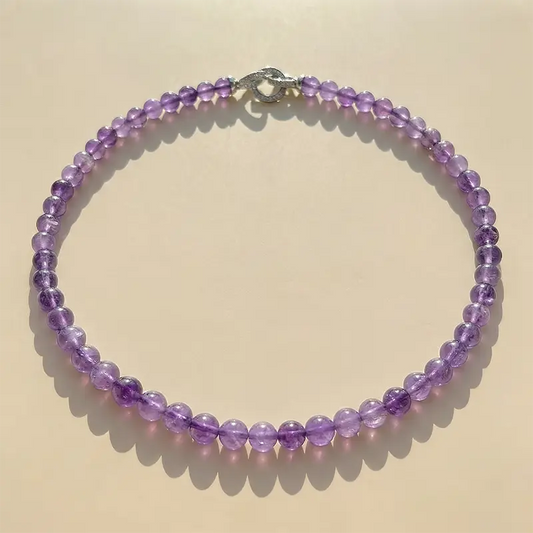 The Lavender Horizon - Natural Amethyst Bead Necklace for Anxiety Relief & Mental Clarity